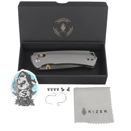 Nóż składany Kizer T1 CD Silver Titanium, Satin M390 by Uli Hennicke (Ki3490.2CDA1)