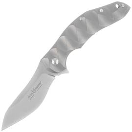 Fox Flipper Knife Gray Titanium, Satin N690Co by Jens Ansø (FX-302)