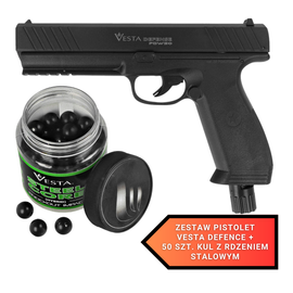 Pistolet RAM Vesta Defence PDW50 .50 cal 17J + Kule stalowe Vesta Defence Steel Core .50, 50 szt.