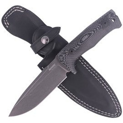 LionSteel Tactical Knife Black Micarta, PVD / Stone Washed Niolox by Molletta (T5B MI)