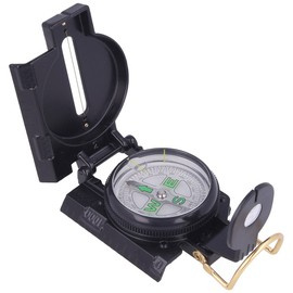 Barbaric Military Metal Compass Lenticular Busol, Black (33105)