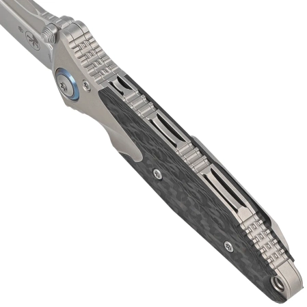 Microtech Socom Bravo Mini T/E Knife Titanium / Carbon Fiber, Blue HW, Bead Blasted M390 by Tony Marfione (261M-7CFTI)