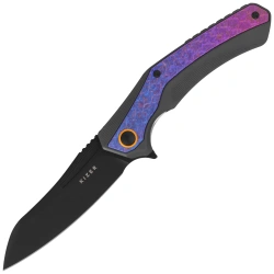 Kizer Draca Knife Crystallized Titanium / Black Aliminium, Black PVD S45VN by Mikey Carlson (Ki4751A2)