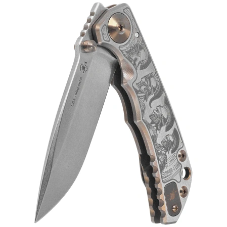 Spartan Blades Harsey Folder ''Marching Spartans'' Titanium, Stonewashed MagnaCut