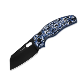 Nóż składany Kizer C01C 2.9 BS Black-Light Blue-White Vortex Pattern Micarta, Black PVD Nitro-V by Sheepdog Knives (V3488.29BSA1)