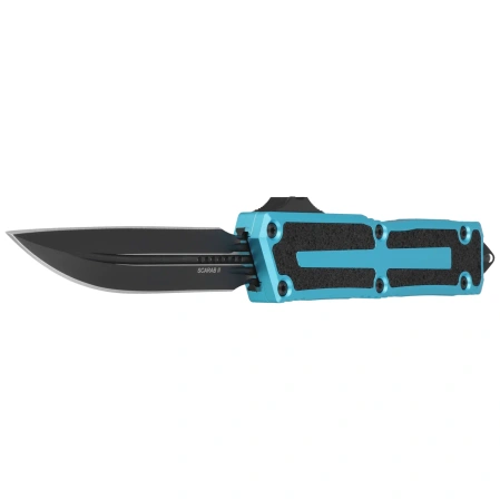 Nóż automatyczny OTF Microtech Scarab II Gen III D/E-S Turquoise Aluminium, Black M390MK by Tony Marfione (1180-1TQ)