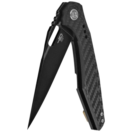 Bestech Malware Black Titanium/Carbon Fiber, Black Stonewashed CPM S35VN by Todd Knife and Tool (BT1902D)