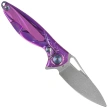 Nóż na szyję Rike Knife Mini Hummingbird Purple Titanium, Rose Damascus by Richard Wu (RK-MINI-PU)