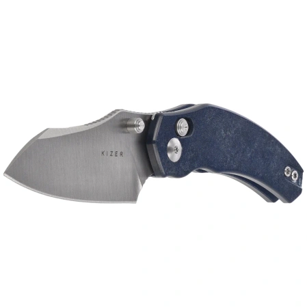 Kizer Mini Bulldog Knife Blue Canyon Richlite, Satin Nitro-V by O.SHO (V3672SA3)