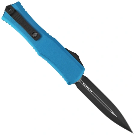 Microtech Hera II Mini D/E OTF Knife Blue Aluminum, Black M390MK by Tony and Sean Marfione (1702M-1BL)