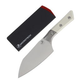 Microtech Santoku Knife 6" Titanium Bolster/Ivory G10, Stonewashed M390MK (3200B-10IV)