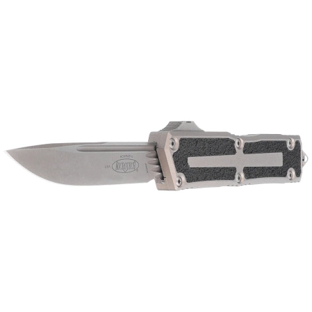 Microtech Scarab II Gen III S/E OTF Knife Natural Clear Aluminum, Apocalyptic M390MK by Tony Marfione (1278-10APNC)