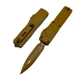 Microtech UTX-85 Gen IV D/E OTF Knife Cerakote RAL-8000 Aluminum, Cerakote RAL-8000 M390MK by Tony Marfione (12324-1CRA)