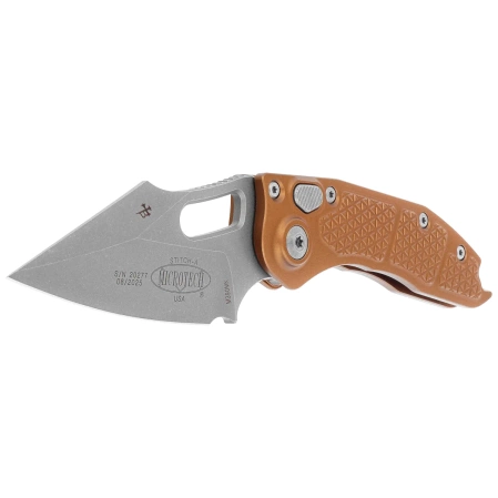 Microtech Stitch-A S/E Automatic Knives Tan Aluminum, Apocalyptic M390 by Borka Blades and Tony Marfione (169-10APTA)