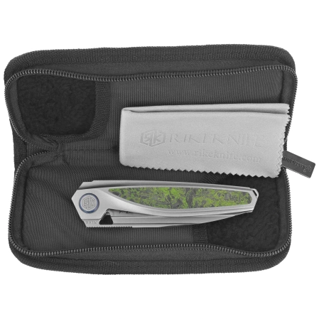 Rike Knife RT-Baidi-S-P/GCF Gray Titanium / Green Carbon Fiber, Bead Blasted M390