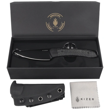 Nóż Kizer MoMo Fix 3 Black Micarta/ Black G10, Black PVD AEB-L by Vladimir Legachev (1124A4)