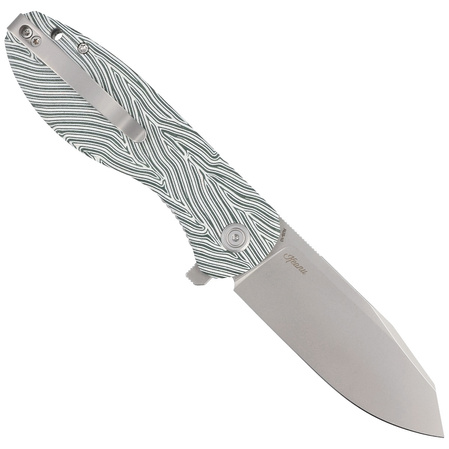 Kubey Knife Master Chief White Green G10, Bead Blast AUS-10 by Keanu Alfaro (KU358B)