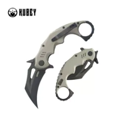 Kubey Mini Wrath Knife Tan G10, Blackwashed 14C28N by MUZI Design (KU262G)