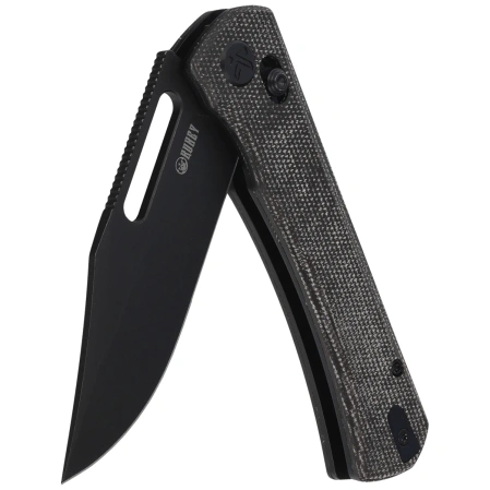 Nóż składany Kubey TBO Black Micarta, Blackwashed 14C28N by Johan Jordaan (KU396D)