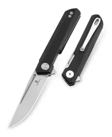 Bestechman Mini Dundee Knife Black G10, Stonewashed / Satin D2 by Ostap Hel (BMK03A)