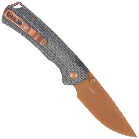 Kizer T1 BD Knife Gray Norplex UltreX Micarta, Sunset Metal PVD Nitro-V by Uli Hennicke (V3490.2BA2)