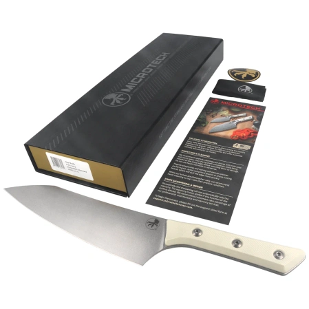 Microtech Chef 8'' Kitchen Knife Ivory G10, Stonewashed M390MK (3000-10IV)