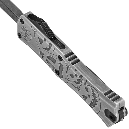 Microtech Hera II Mini D/E Signature OTF Knife Jack-o'-Lantern Aluminum, Black Apocalyptic M390MK by Tony and Sean Marfione (1702M-1 BMHWJLS)