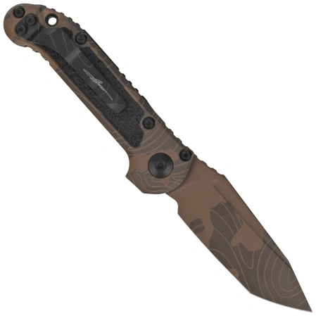 Microtech LUDT Gen III T/E Signature Automatic Knife Topographic Badlands Camo Aluminum, Topographic Badlands Camo M390MK by Tony Marfione (1136-1TPBNCS-Z4)