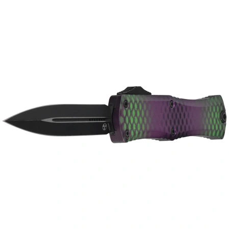 Nóż automatyczny OTF Microtech Hera II Mini D/E Alien Purple X-51 Aluminium, Black M390MK by Tony Marfione (1702M-1PUX51S)