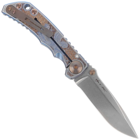 Nóż składany Spartan Blades Harsey Folder Special Edition Angel Blue Titanium, Bronze HW, Satin MagnaCut by William W. Harsey Jr. (SF5ANGL)