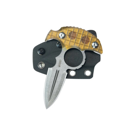 Kubey Cavy Pushdagger Yellow Ultem, Stonewashed 14C28N by MUZI Design (KU403F)