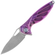 Nóż na szyję Rike Knife Mini Hummingbird Purple Titanium, Rose Damascus by Richard Wu (RK-MINI-PU)