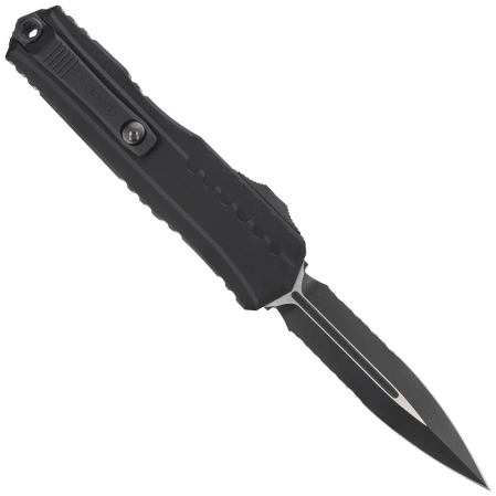 Microtech Cypher II D/E OTF Knife Black Aluminum, Tactical P/S M390MK by Deryk Munroe and Tony Marfione (1242-2T)