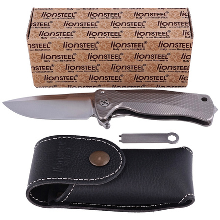Nóż składany LionSTEEL SR22 Grey Titanium, Satin Sleipner by Molletta (SR22 G)