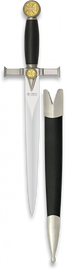 Tole 10 Imperial Templar Dagger Ornament, Black/Chrome ABS/Zamak Handle, Satin-Finished 3Cr13MoV Stainless Steel Blade (32308)