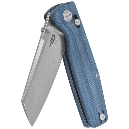 Nóż składany Bestech Slasher Blue Micarta, Stonewashed D2 (BG56C-1)