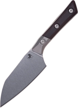 Microtech Santoku 4.2'' Kitchen Knife Titanium Bolster/Black Cherry G10, Stonewashed M390MK (3300B-10BC)