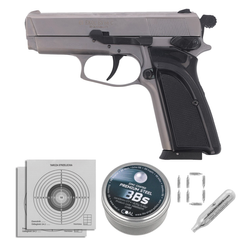 Airgun set 06: Voltran Ekol ES 66C Fume 4.5 mm Pistol, 1400 BBs, 10 CO₂ cartridges, 100 targets