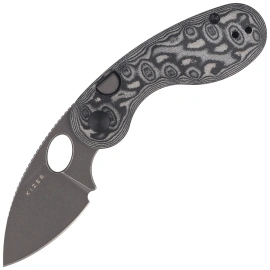 Kizer Microbe Knife Black-Grey Micarta w/ Vortex, Gray Stonewashed 14C28N by Maksim Epifantsev (V2742A5)
