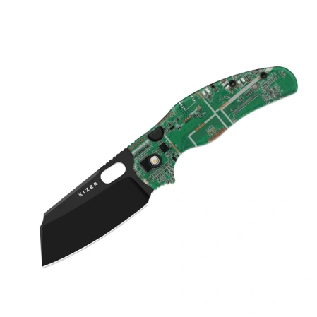 Nóż składany Kizer C01C 2.9 BS PCB Green Resin, Black PVD S35VN by Sheepdog Knives (K3488.29BSA1)