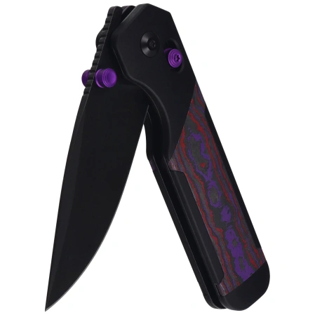 Kizer Militaw 315 KwikSwap Knife Black Aluminum / Purple Haze Fat Carbon, Matte DLC Ultra ELMAX by Jonathan Styles (Ki3634.31CDA1)