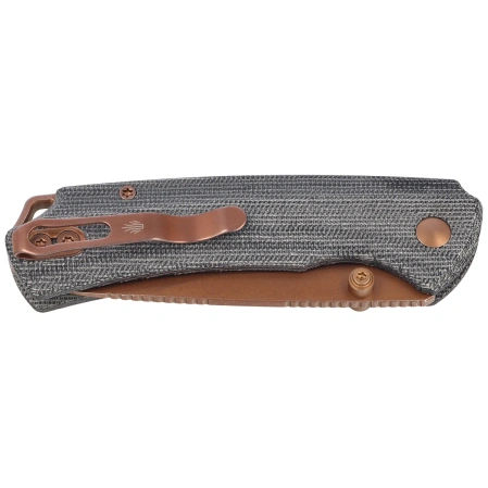 Kizer T1 BD Knife Gray Norplex UltreX Micarta, Sunset Metal PVD Nitro-V by Uli Hennicke (V3490.2BA2)