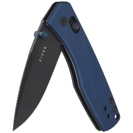 Nóż składany Kizer Aegis Blue Aluminium, Black Matte DLC AEB-L by Azo (V3774A3)