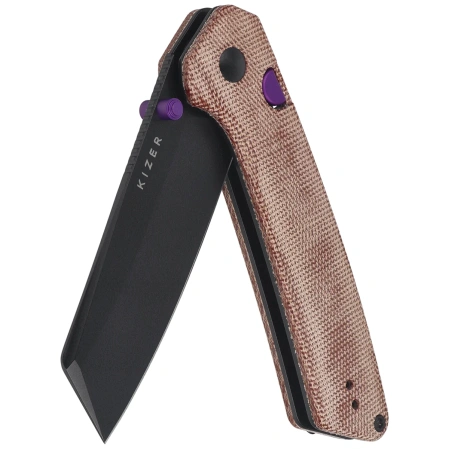 Nóż składany Kizer Madrac Brown Norplex UltreX Micarta, Black PVD 14C28N by Matteo Pignatelli (V3693BSA1)