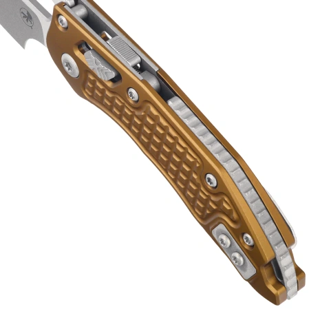 Nóż składany Microtech M-Stitch Ram-Lok S/E Tan Frag Aluminium, Apocalyptic M390MK by Borka Blades and Tony Marfione (169MRL-10APFRTA)