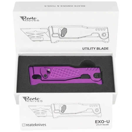 Nóż grawitacyjny Reate EXO-U V2 Purple Diamond Pattern Aluminium, Stainless Steel