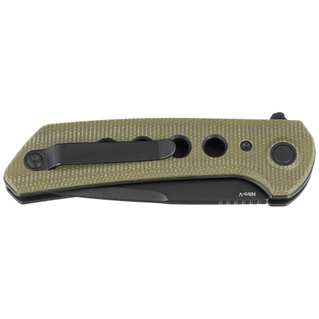 Reate PL-XF-4 Knife Green Micarta/Black G10 Inlay, Black PVD Nitro-V