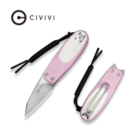 Civivi Purr Knife Powder Pink-White G10, Satin Nitro-V by Ostap Hel (C25054-4)
