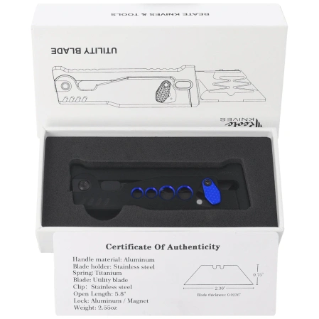 Nóż grawitacyjny Reate EXO-U Black-Blue Speedhole Aluminium, Stainless Steel (EXO-U SBK.BL)