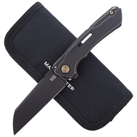 WE Knife Mini Buster Antique Bronze Titanium, Black Stonewashed CPM 20CV by Snecx Tan (2003B)